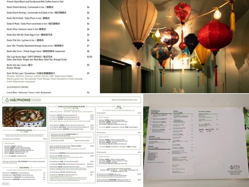 Hải Phòng Vietnamese Restaurant Menu