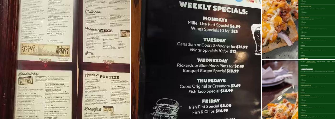 Coopers Pub Menu
