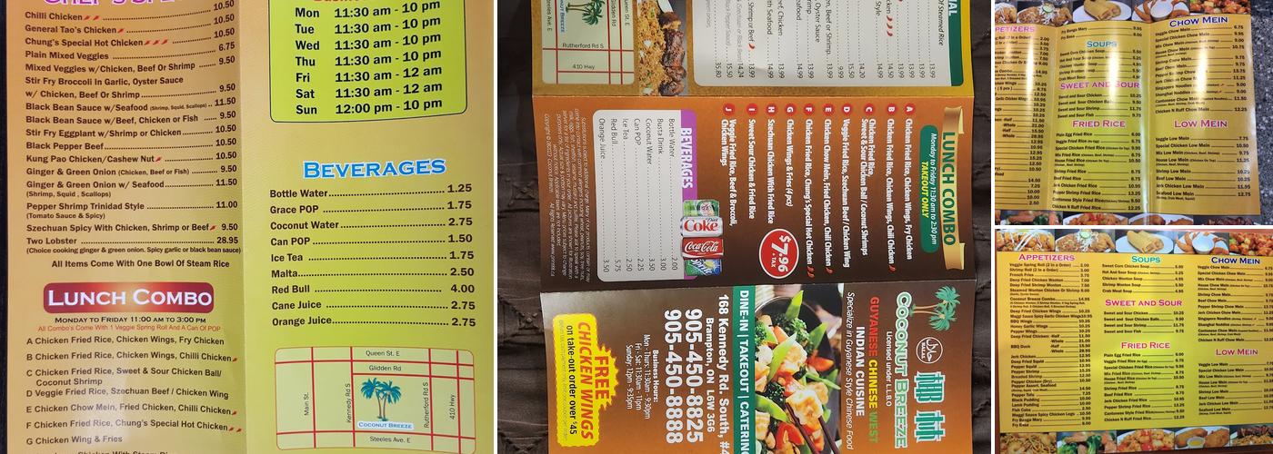 Coconut Breeze Menu