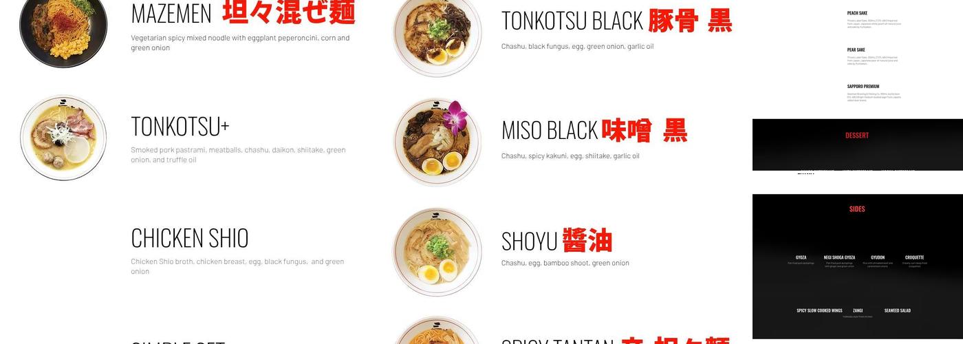Sansotei Ramen Menu