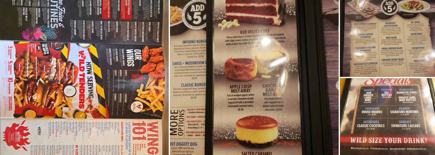 Wild Wing Menu