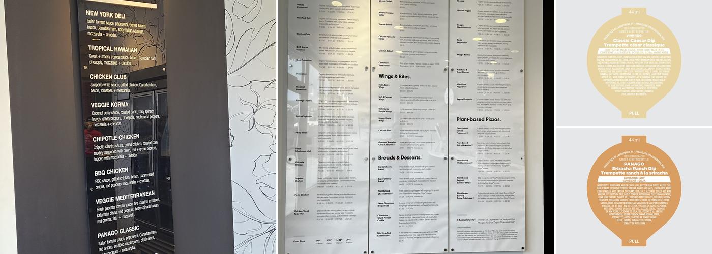 Panago Pizza Menu