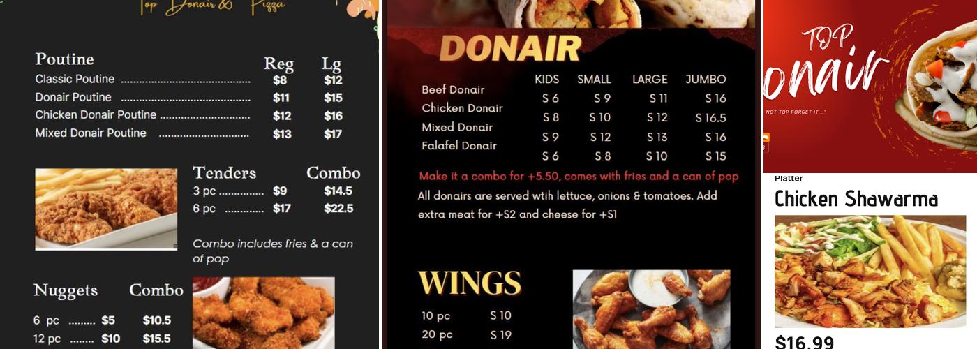Top Donair Menu