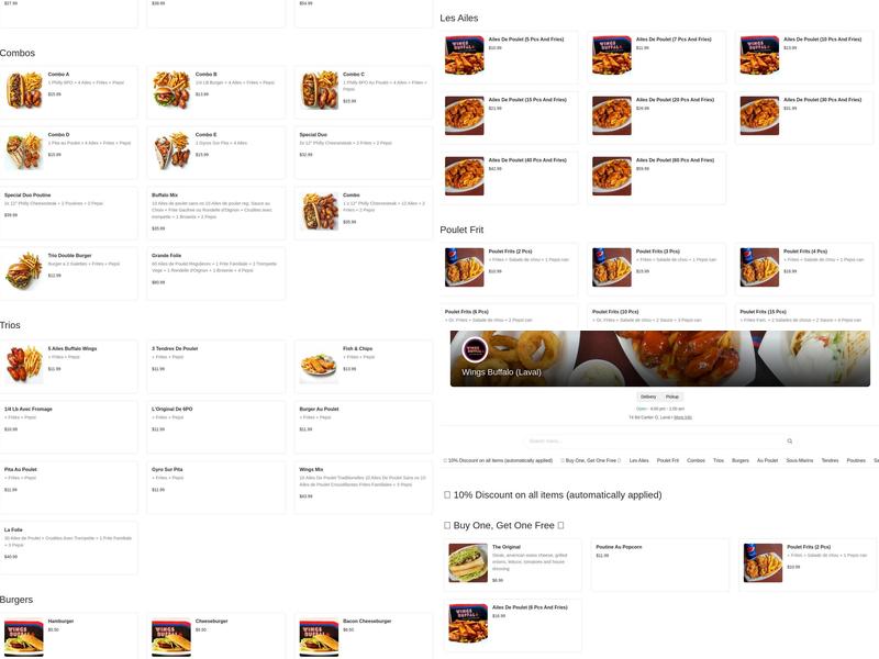 WINGS BUFFALO™ Menu