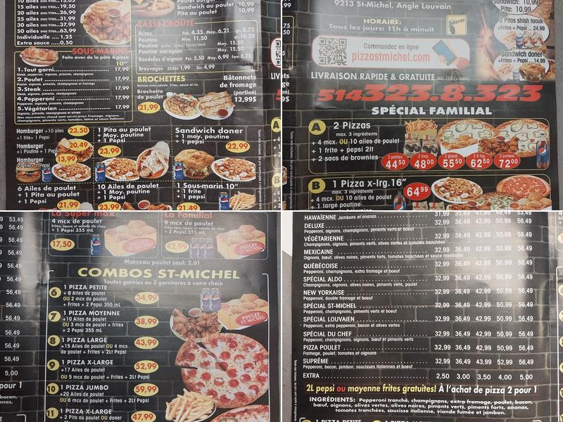 Pizza St-Michel Menu