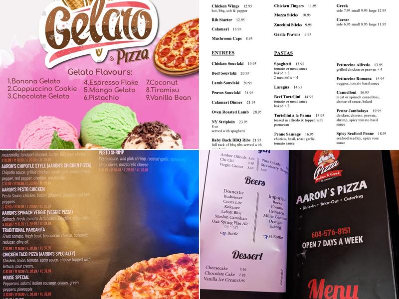 Aarons Restaurant caterer Menu