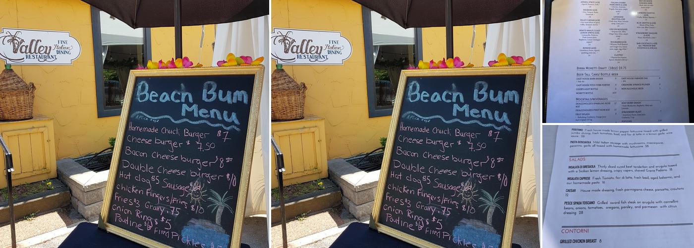 Valley Menu