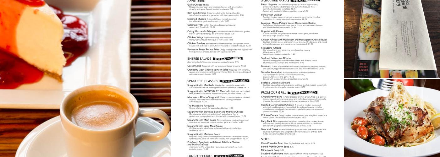 The Old Spaghetti Factory (Calgary) Menu