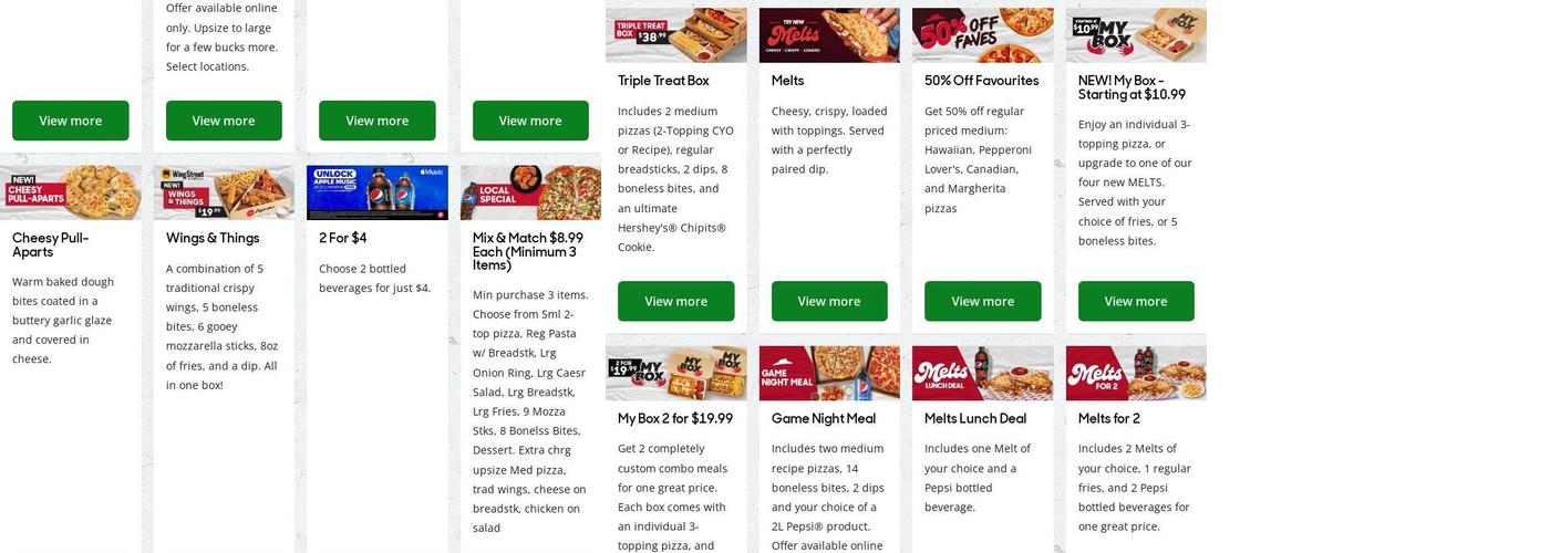 Pizza Hut Menu