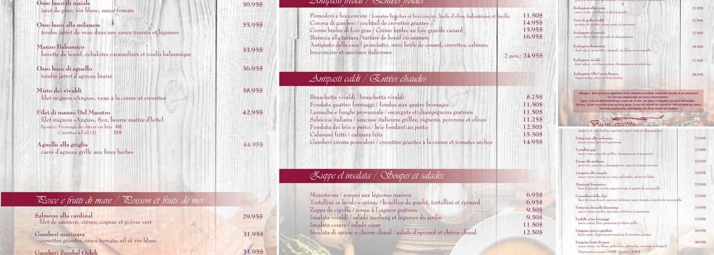 Restaurant Vivaldi Menu