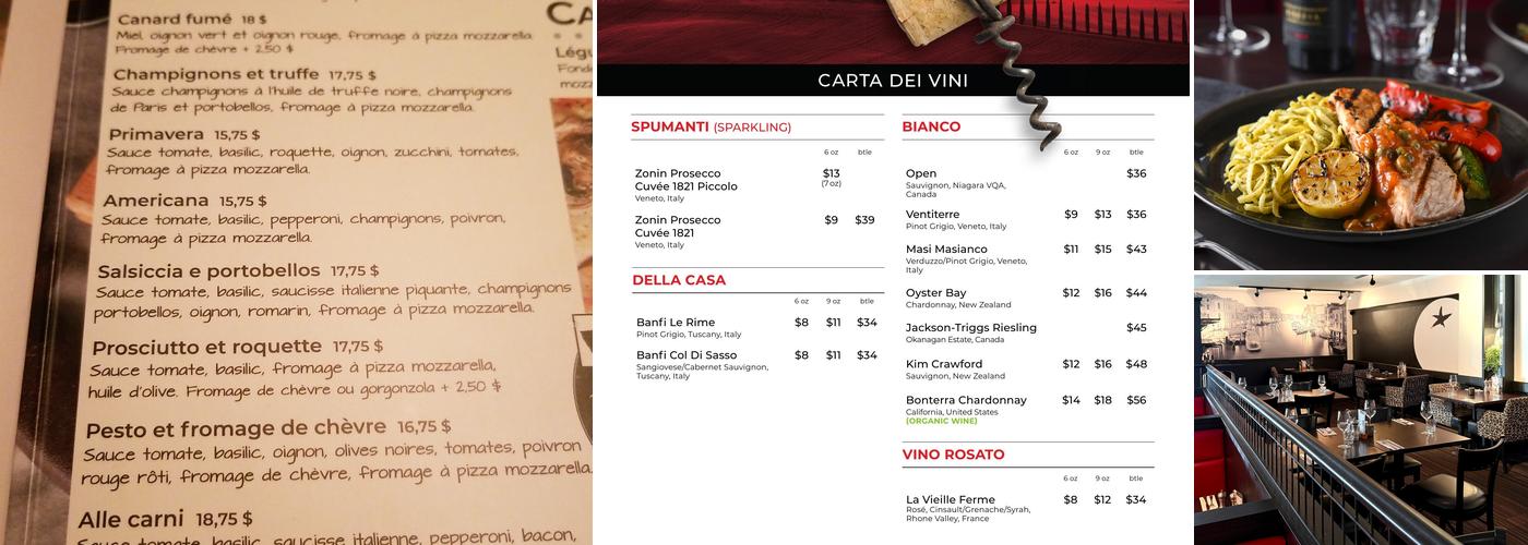 Pacini Repentigny Menu