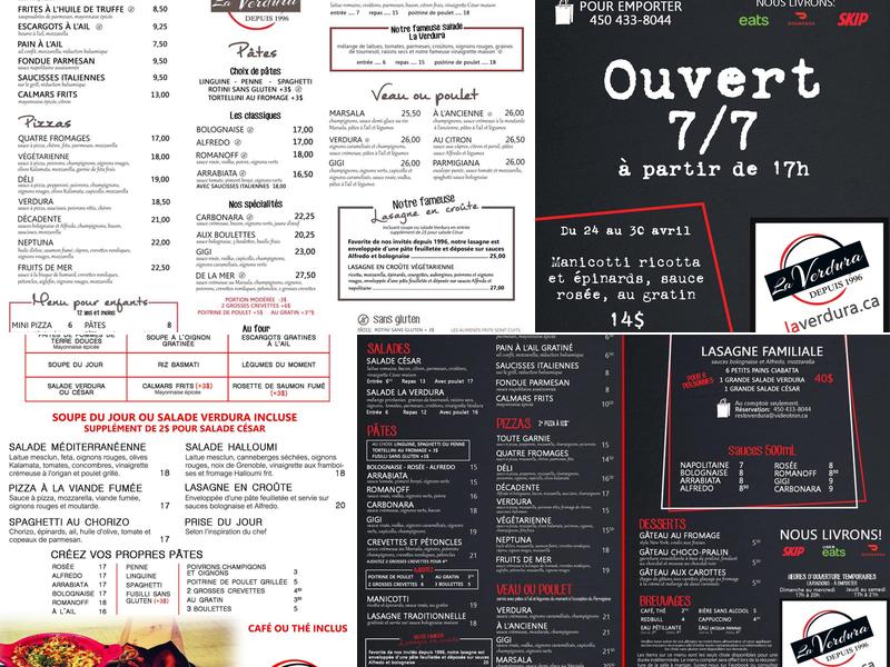 Restaurant La Verdura Menu