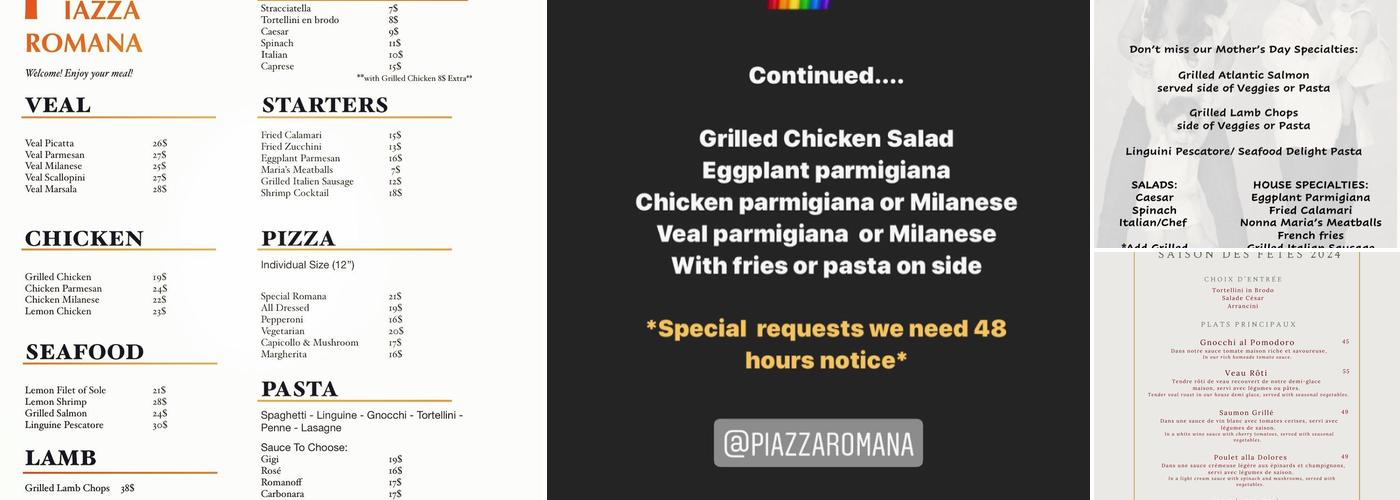 Piazza Romana Menu