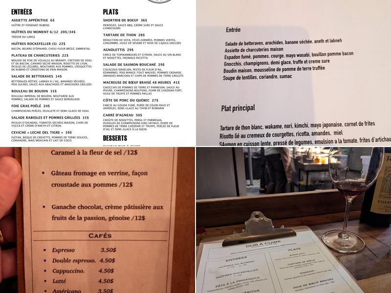 DUR À CUIRE Restaurant Menu