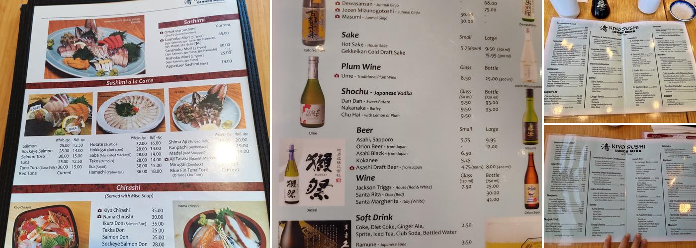 Kiyo Sushi Menu