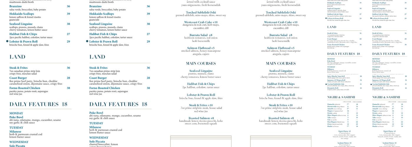 Coast Menu