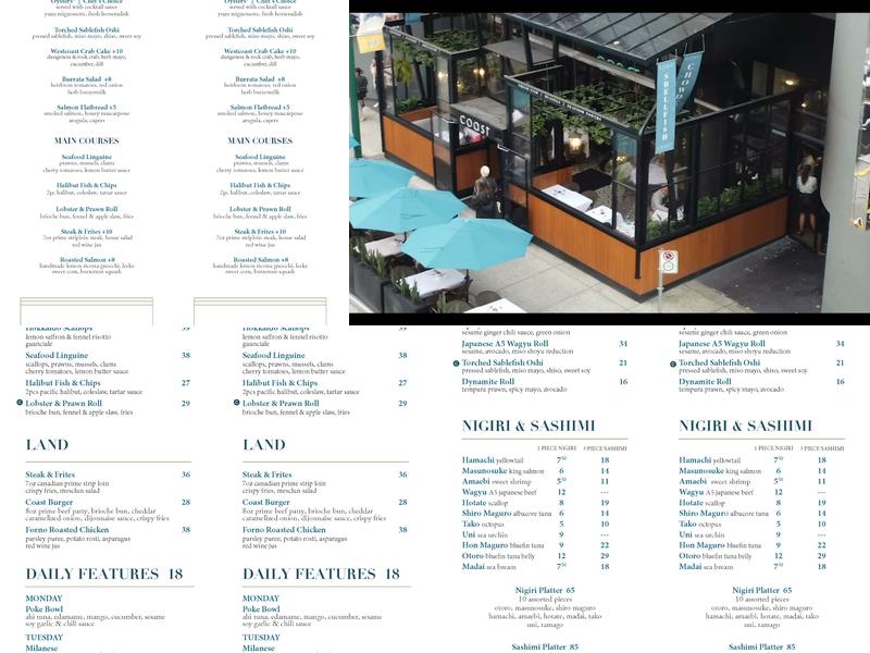 Coast Menu