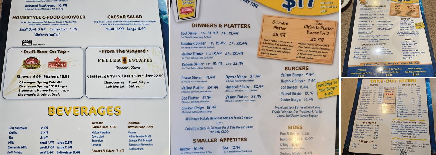 C-Lovers Fish & Chips Menu