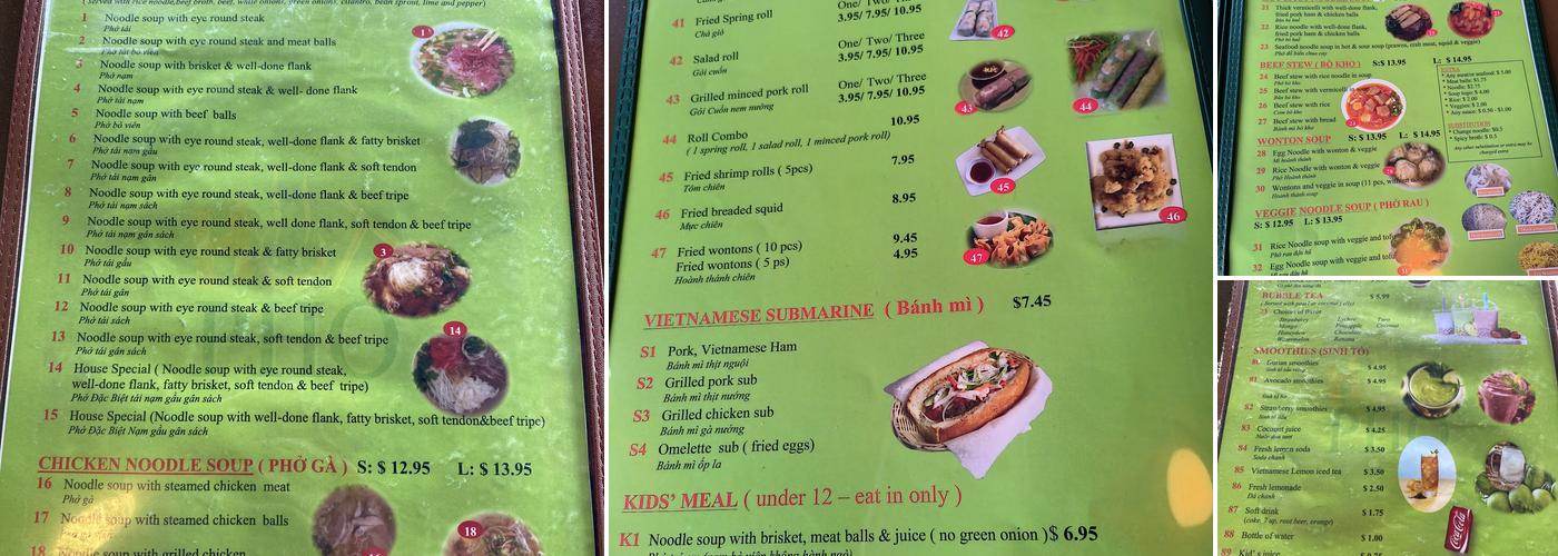 Hot Pho Restaurant Menu