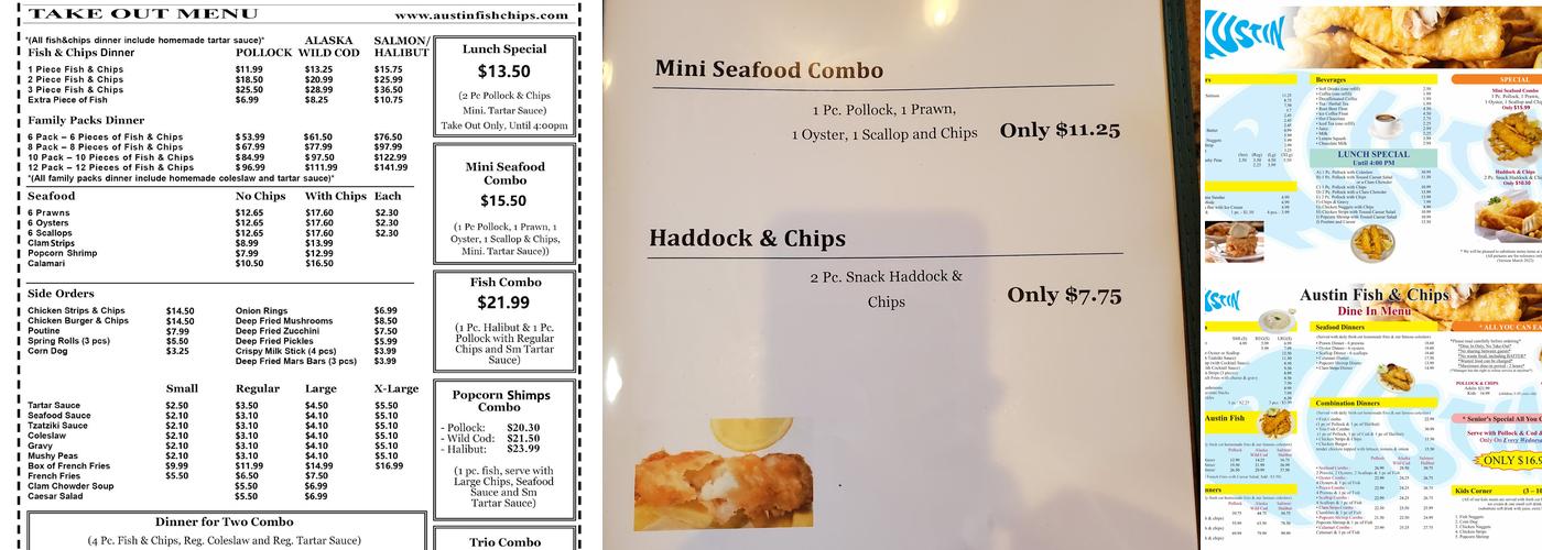 Austin Fish & Chips Menu