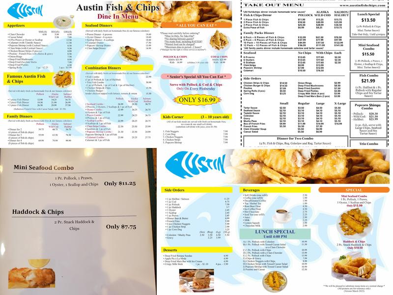 Austin Fish & Chips Menu