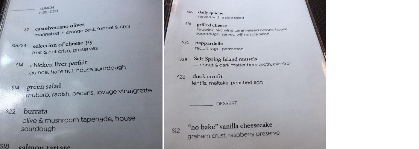 Hattie's Farm to Table Restaurant Menu