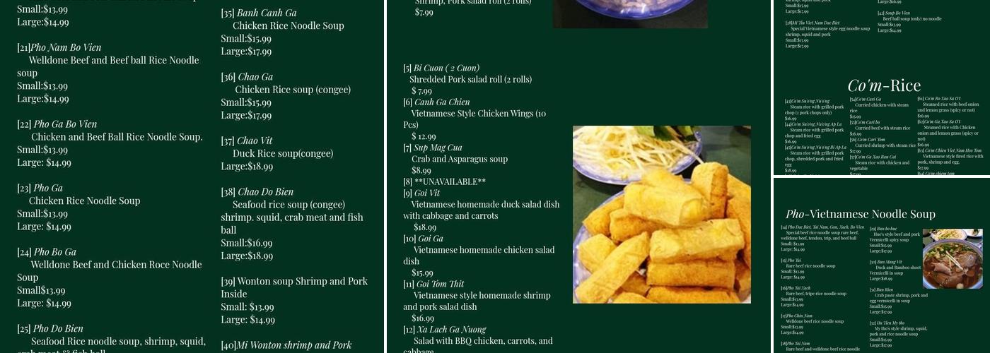 Pho Peter Restaurant Menu