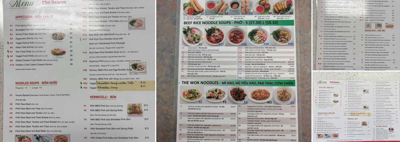 Pho Saigon Menu