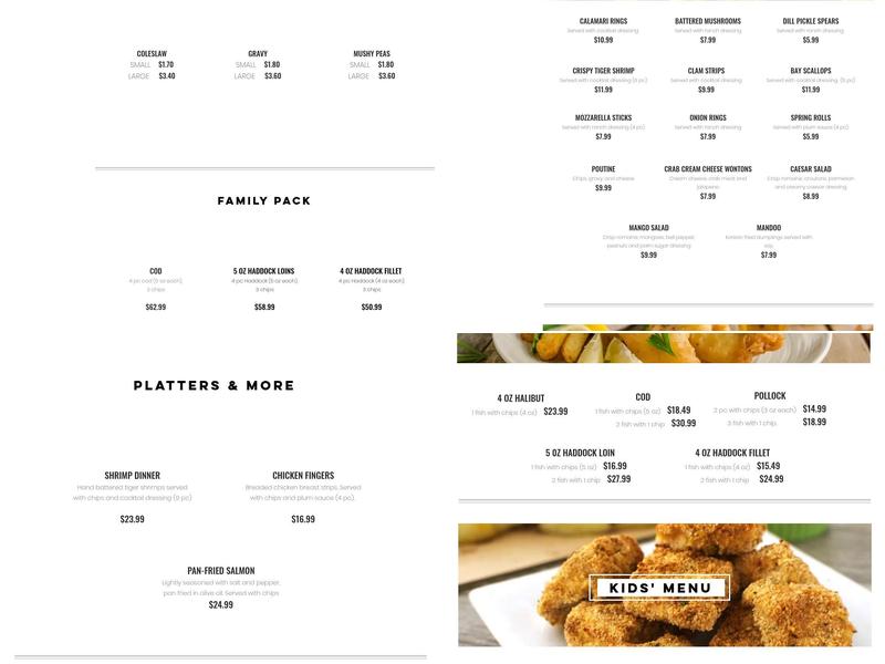 Golden Fish & Chips Woolwich Menu