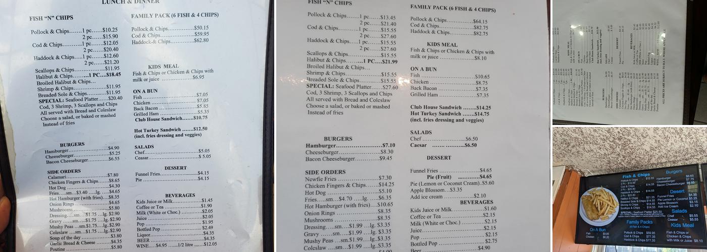 Barnacle Bill's Menu