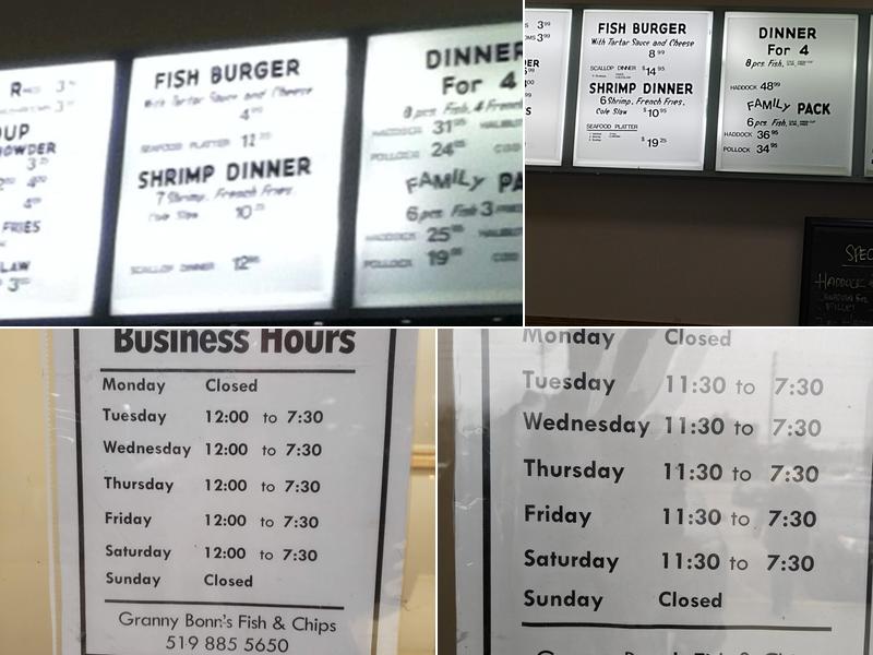 Granny Bonn's Fish & Chips Menu