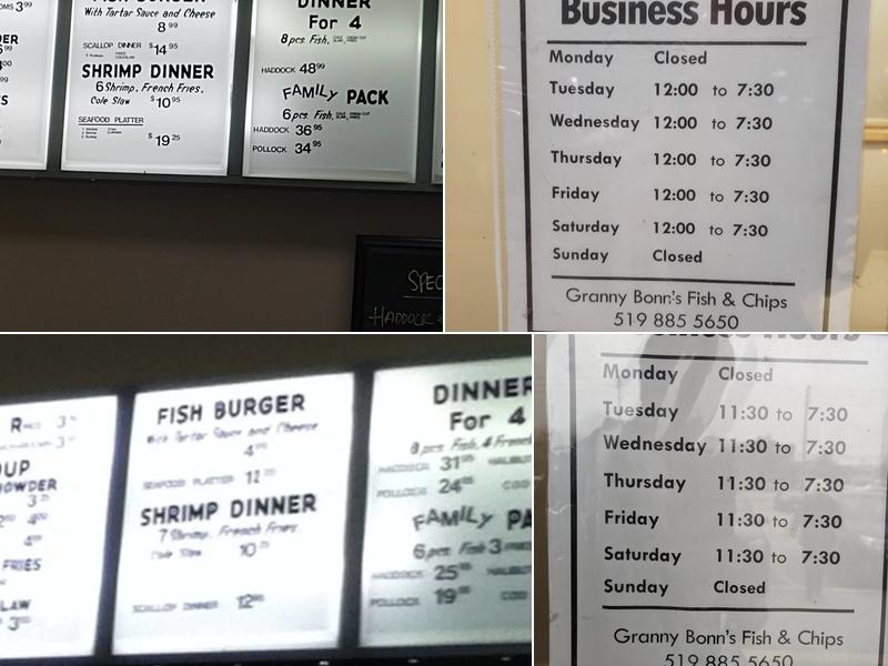 Granny Bonn's Fish & Chips Menu