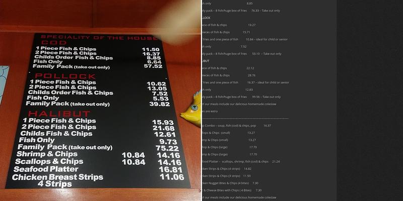 Mel's Fish & Chips Menu