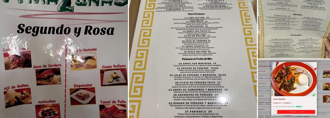 Amazonas Peruvian Restaurant Menu