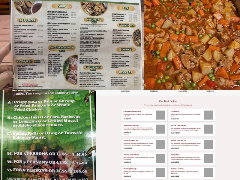 Adobo Experience Memorial Drive Menu