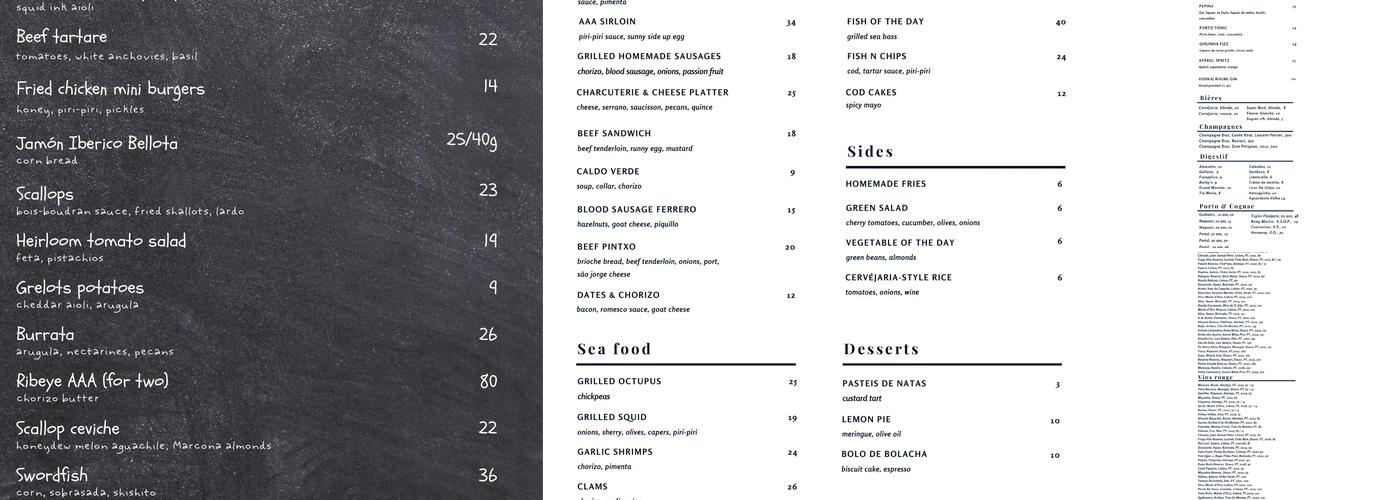 Cervéjaria Menu