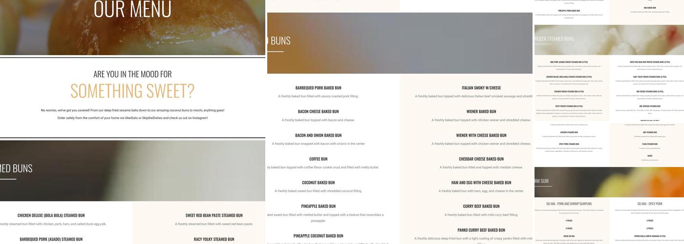 Bao Bakery Menu