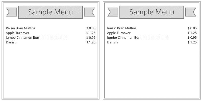 Monarch Bakery Menu
