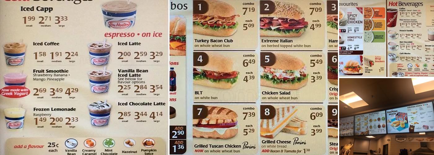 Tim Hortons Menu