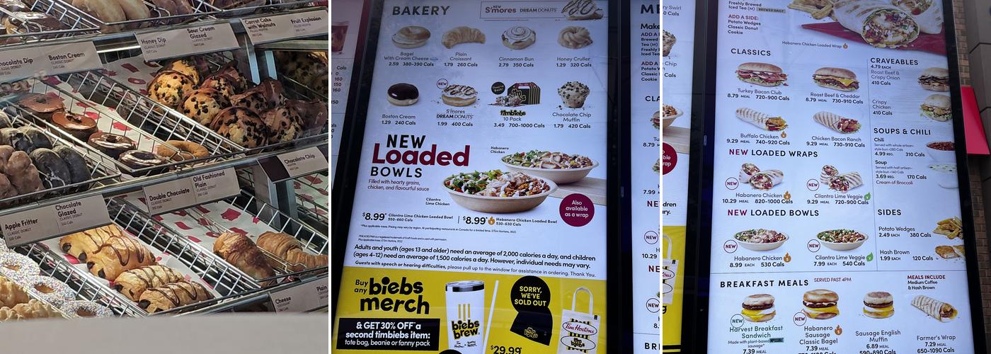 Tim Hortons Menu