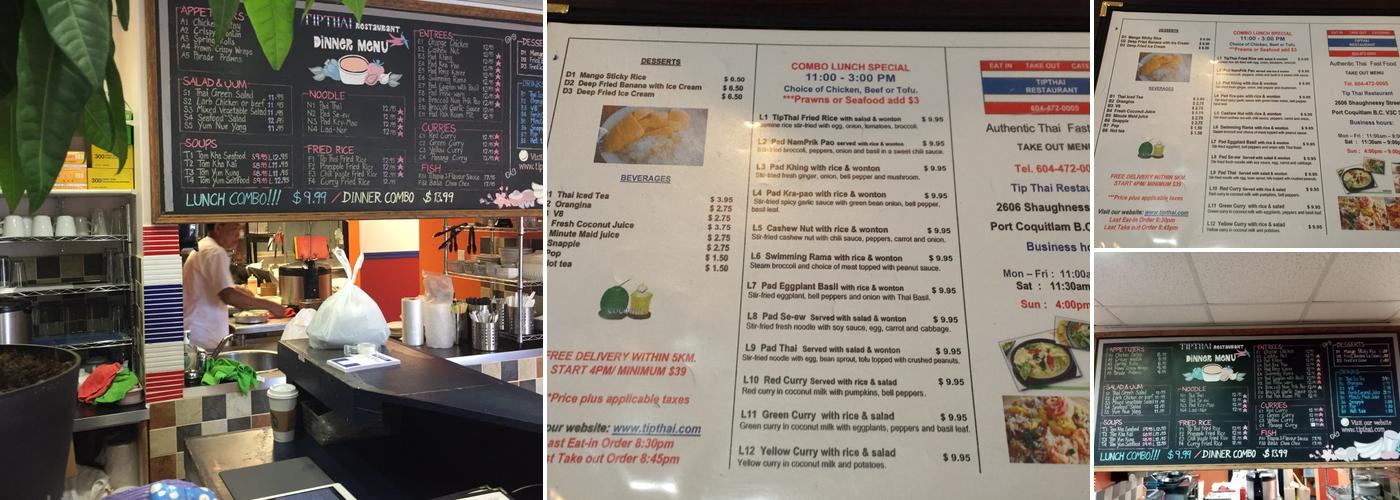 Tip Thai Restaurant Menu