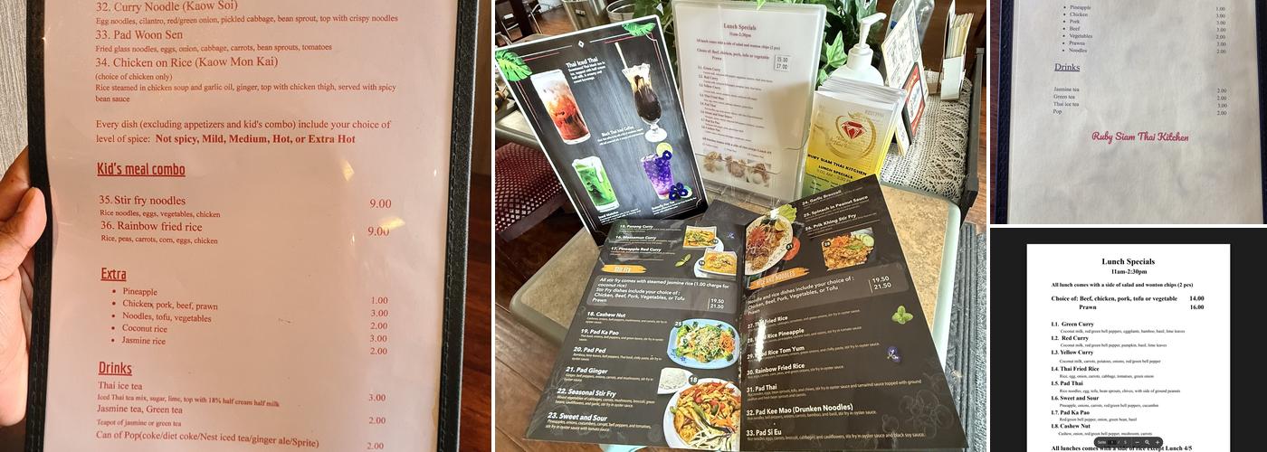 Ruby Siam Thai Kitchen Menu