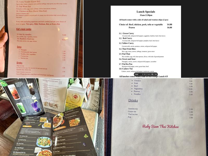 Ruby Siam Thai Kitchen Menu