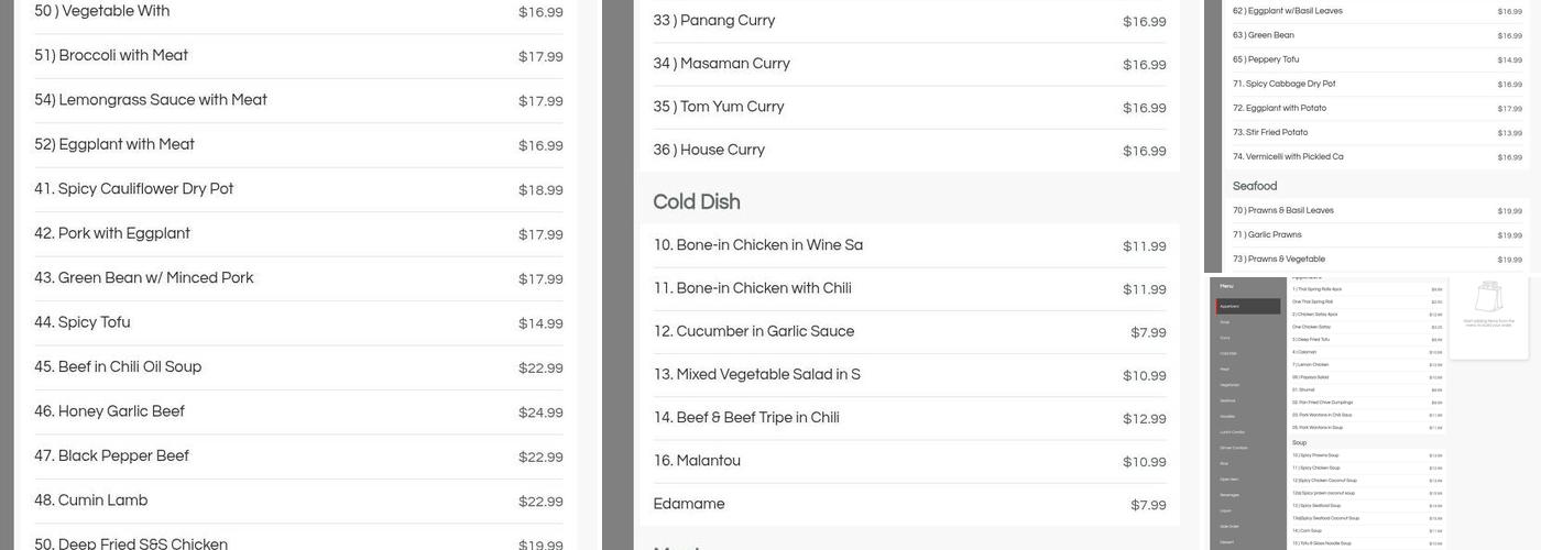Thai Kitchen Menu
