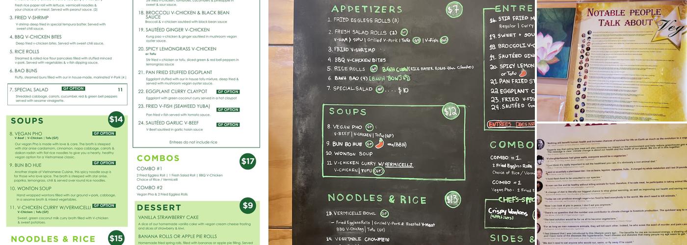 Nam Vegan Express Menu