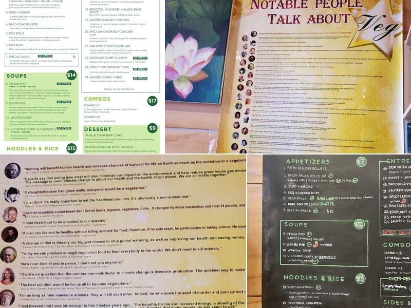 Nam Vegan Express Menu
