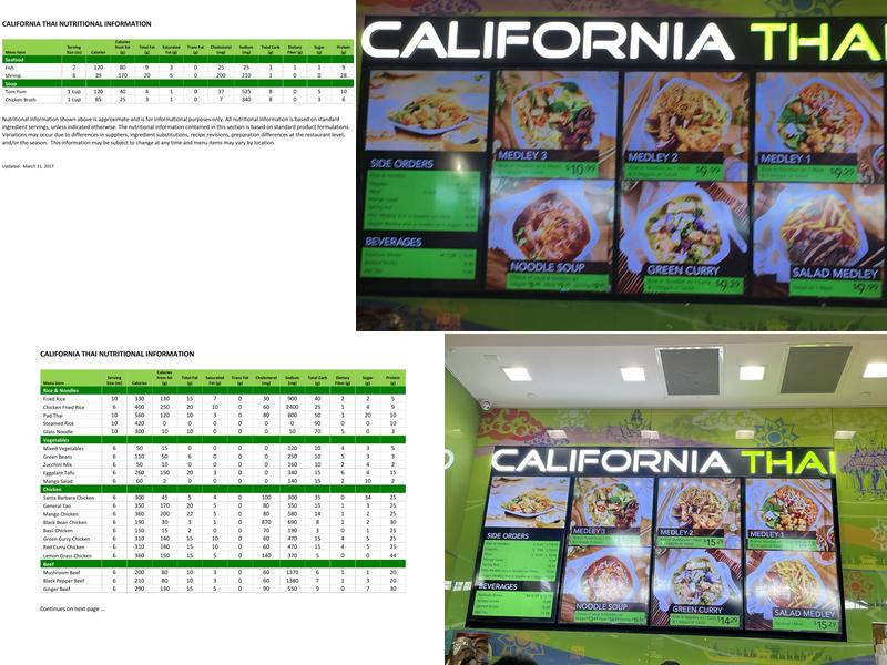 California Thai Menu