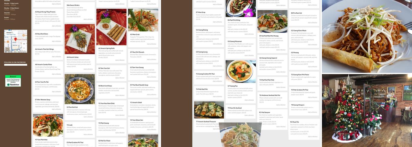 Amarin Thai Restaurant Menu