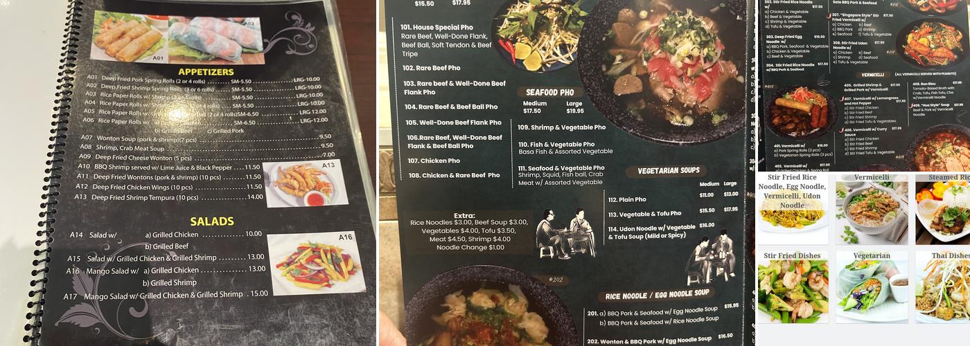 Pho Mi T&T Menu