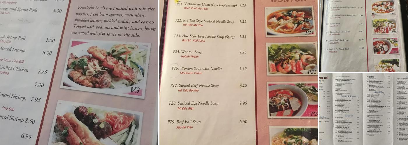 Pho Kinh Do Vietnamese Thai Menu